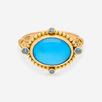 Konstantino Limited 18K Yellow Gold, Turquoise, and Blue Diamond Ring DMK01122-18KT-470