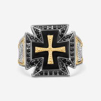"KONSTANTINO – “Ares” Sterling Silver & 18K Yellow Gold, Black Diamond Ring (DIA: 0.460 ct. twd. VVS) – DMK1961-248 S11  Ring Size: 11.0 Width: 0.31 in." - THE SOLIST