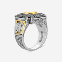 "KONSTANTINO – “Ares” Sterling Silver & 18K Yellow Gold, Black Diamond Ring (DIA: 0.460 ct. twd. VVS) – DMK1961-248 S11  Ring Size: 11.0 Width: 0.31 in." - THE SOLIST