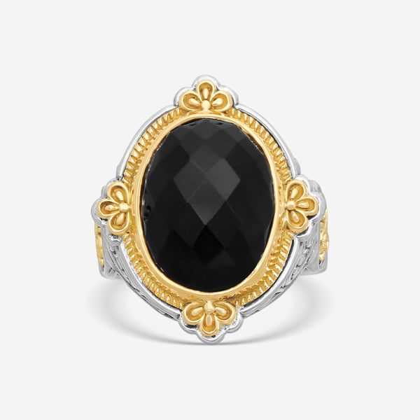 KONSTANTINO – “Nykta” Sterling Silver & 18K Yellow Gold, Onyx Ring (ONX: 14 x 10.5 mm) – DMK1973-120-CUT

Center (ONX): 14 x 10.5 mm
Ring Size: 7.0
Width: 0.25 in. - THE SOLIST