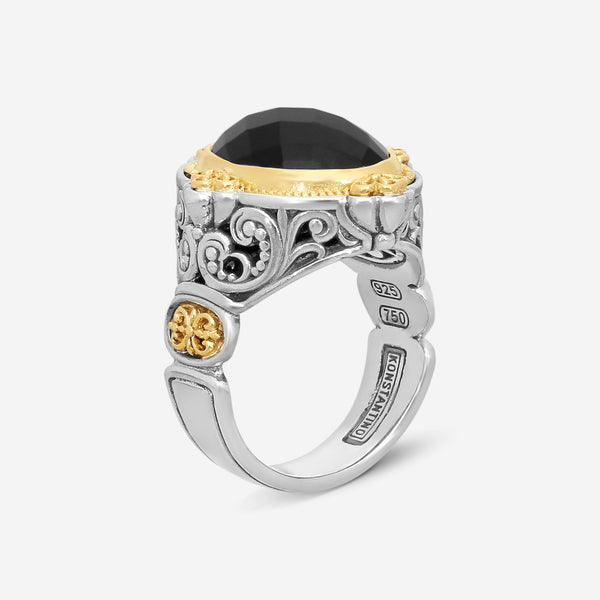 KONSTANTINO – “Nykta” Sterling Silver & 18K Yellow Gold, Onyx Ring (ONX: 14 x 10.5 mm) – DMK1973-120-CUT

Center (ONX): 14 x 10.5 mm
Ring Size: 7.0
Width: 0.25 in. - THE SOLIST