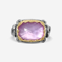 Konstantino Pink Mother of Pearl Sterling Silver & 18K Yellow Gold Doublet Ring Sz. 6 DMK2049-308-S6