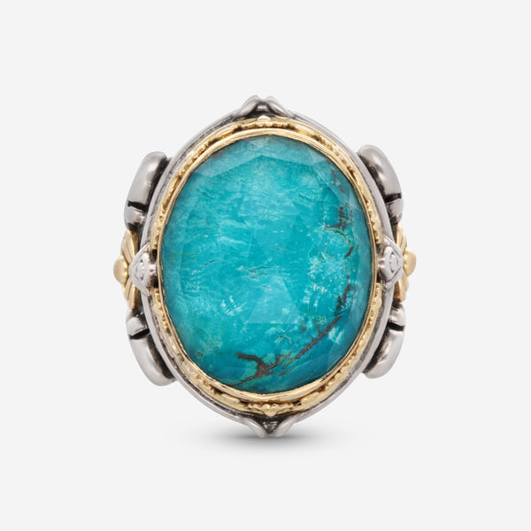 Konstantino Iliada Sterling Silver and 18k Yellow Gold, Chrysocolla Statement Ring DMK2060-370