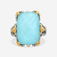 "KONSTANTINO – “Gen K 2” Sterling Silver & 18K Yellow Gold, Aquamarine Triplet Ring (AT: 20 x 14 mm) – DMK2123-677 S7  Center (AT): 20 x 14 mm Ring Size: 7.0 Width: 0.12 in." - THE SOLIST
