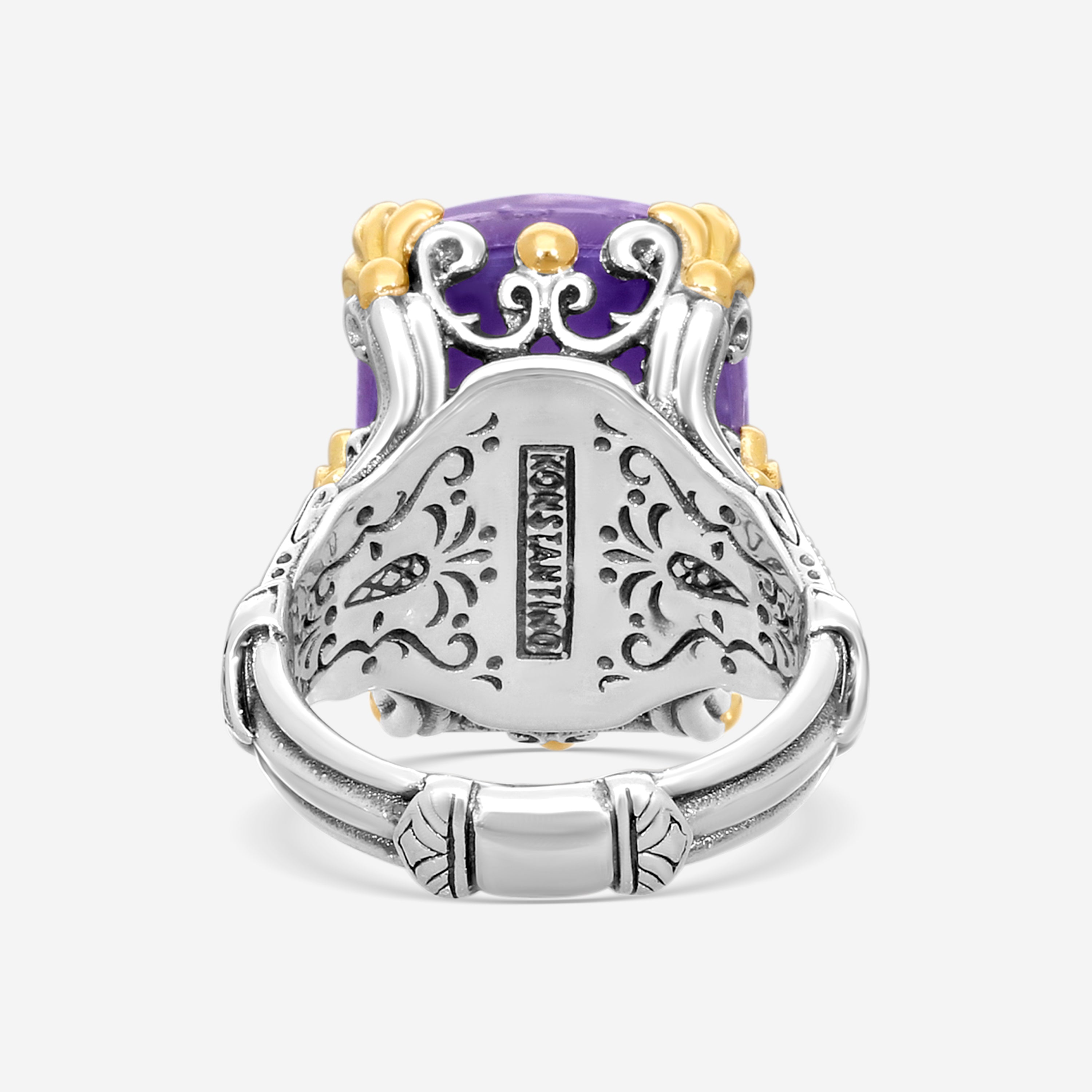 Konstantino Gen K 2 Sterling Silver & 18K Yellow Gold Amethyst Ring Sz. 7 DMK2123-685-S7 - THE SOLIST