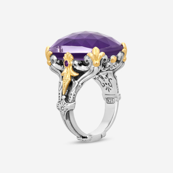 Konstantino Gen K 2 Sterling Silver & 18K Yellow Gold Amethyst Ring Sz. 7 DMK2123-685-S7 - THE SOLIST