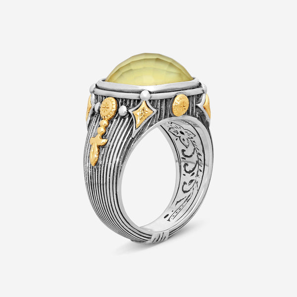 KONSTANTINO – “Gen K 2” Sterling Silver & 18K Yellow Gold, Yellow Agate Triplet Ring (YAT: 11.8 mm) – DMK2148-649 S7

Center (YAT): 11.8 mm
Ring Size: 7.0
Width: 0.12 in. - THE SOLIST