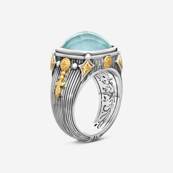 KONSTANTINO – “Gen K 2” Sterling Silver & 18K Yellow Gold, Aquamarine Triplet Ring (AT: 11.8 mm) – DMK2148-655 S7

Center (AT): 11.8 mm
Ring Size: 7.0
Width: 0.12 in. - THE SOLIST