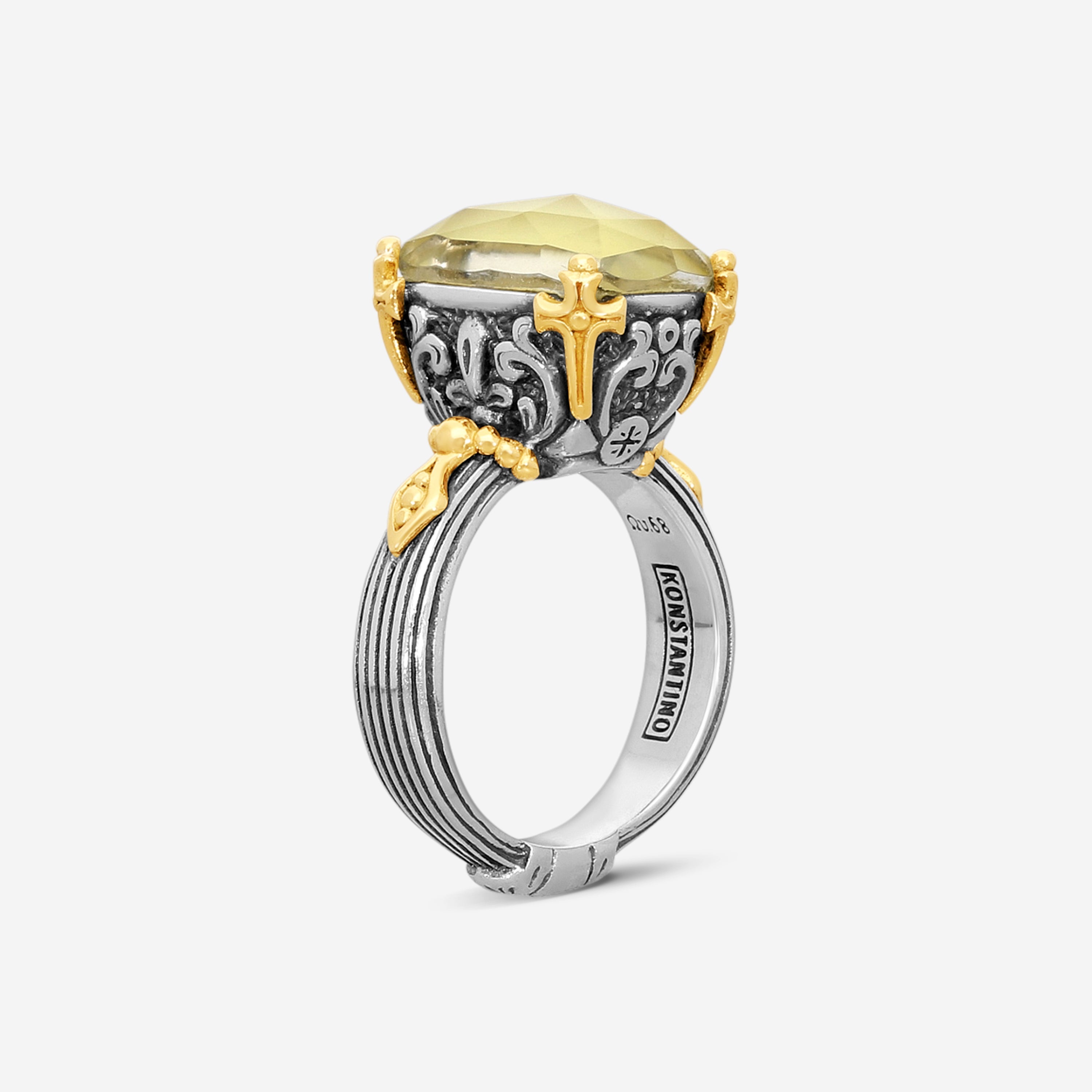 Konstantino Gen K 2 Sterling Silver & 18K Yellow Gold Agate Ring Sz. 7 DMK2153-649-S7 - THE SOLIST