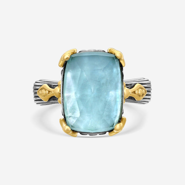 Konstantino Gen K 2 Sterling Silver & 18K Yellow Gold Aquamarine Ring Sz. 7 DMK2153-655-S7 - THE SOLIST