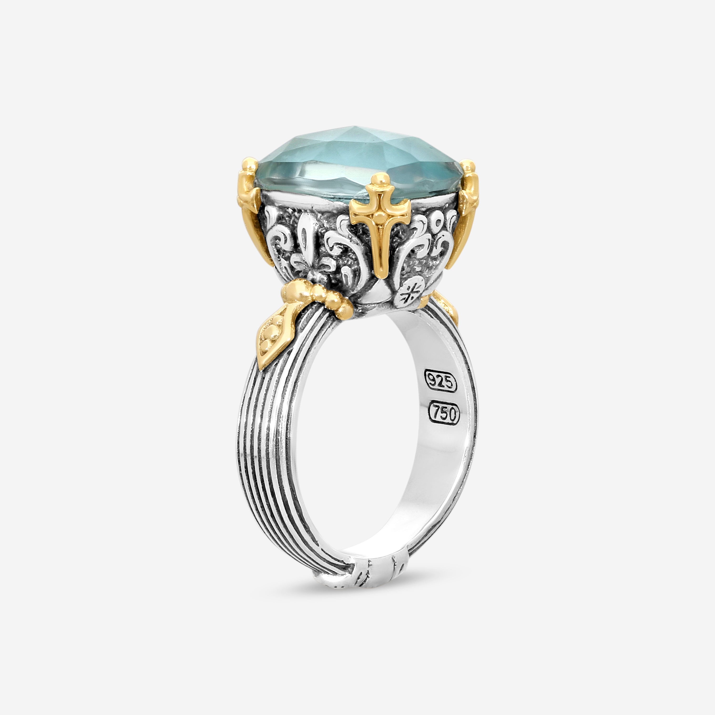 Konstantino Gen K 2 Sterling Silver & 18K Yellow Gold Aquamarine Ring Sz. 7 DMK2153-655-S7 - THE SOLIST