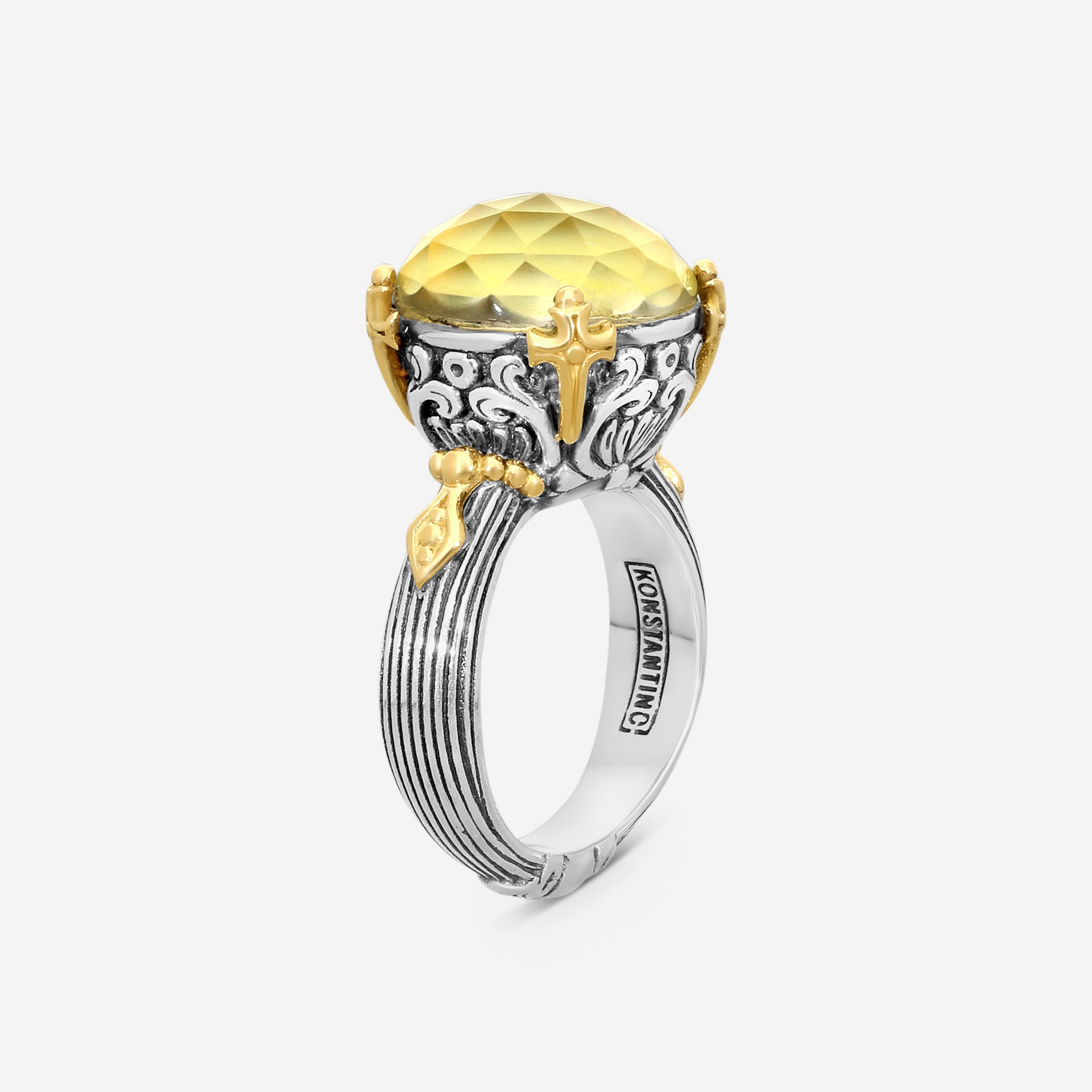 Konstantino Gen K 2 Sterling Silver & 18K Yellow Gold Agate Ring Sz. 7 DMK2154-649-S7 - THE SOLIST
