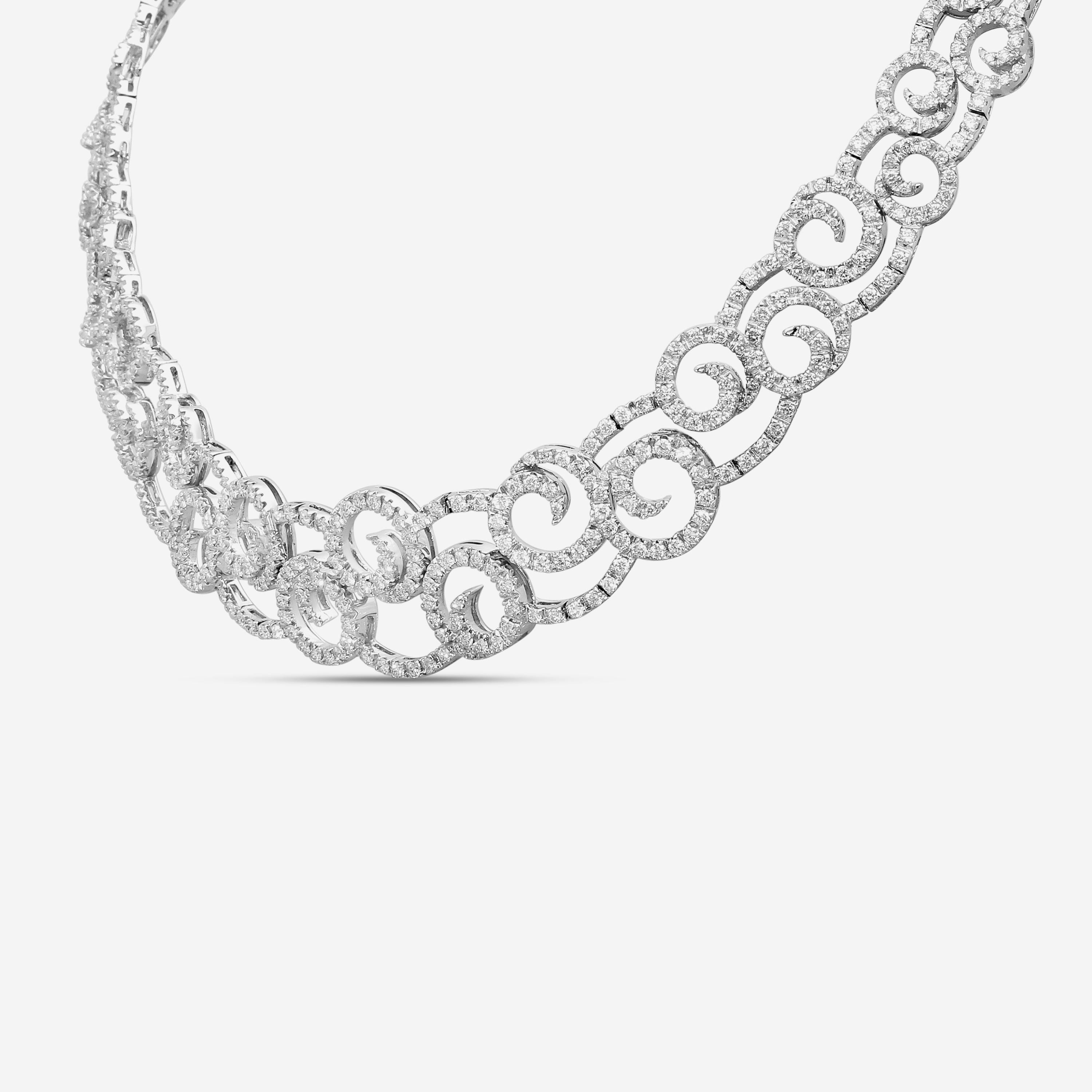 Diana M. Jewels 18K White Gold Diamond Swirl Choker Necklace DNK1505