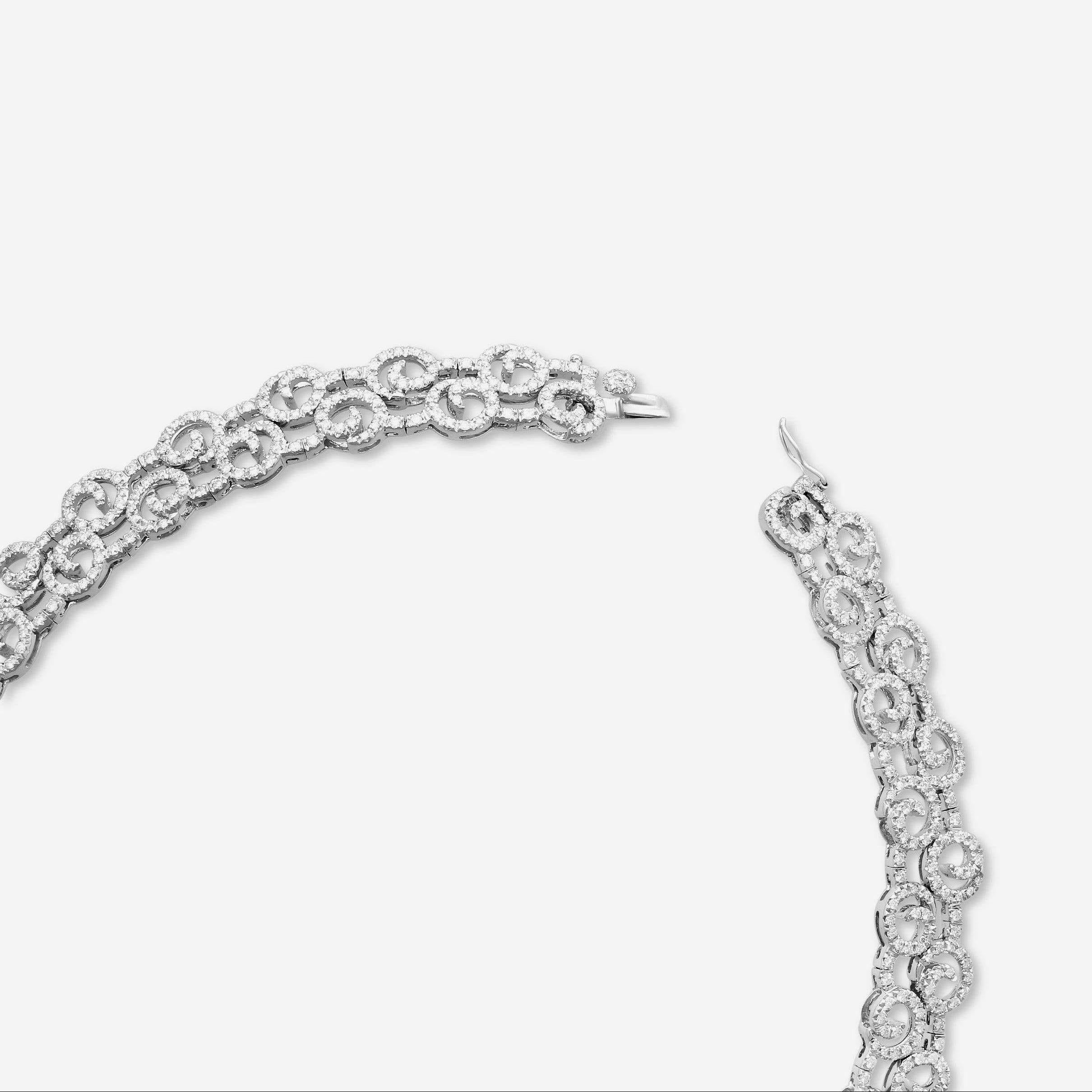 Diana M. Jewels 18K White Gold Diamond Swirl Choker Necklace DNK1505