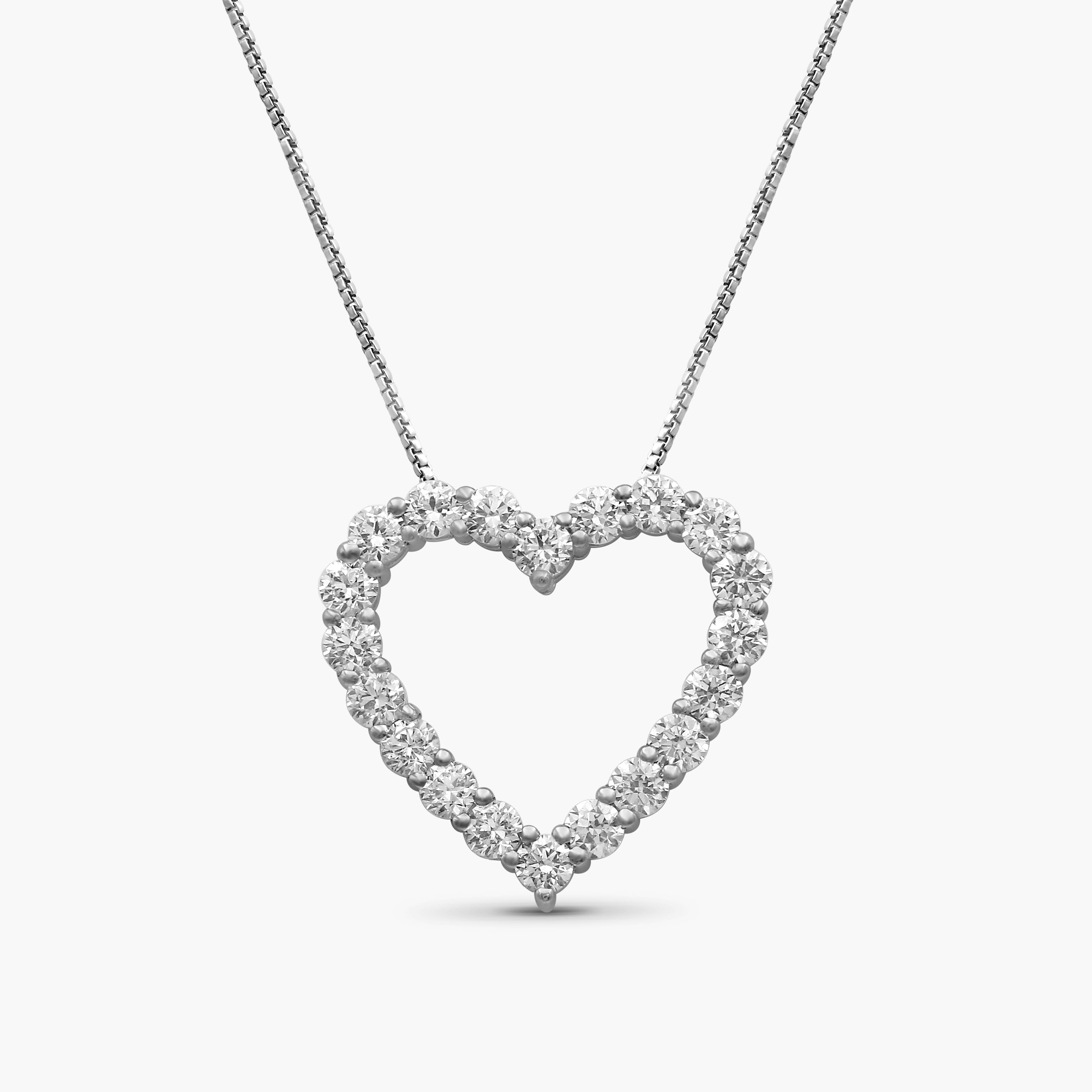 Ina Mar 14K White Gold Round 2.00ct.twd. Lab Grown Diamond Open Heart Pendant Necklace