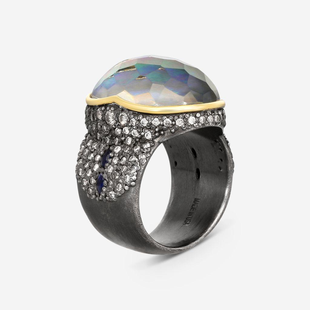 Armenta 18K Yellow Gold & Blackened Sterling Silver Cocktail Ring Sz. 6.5 19931