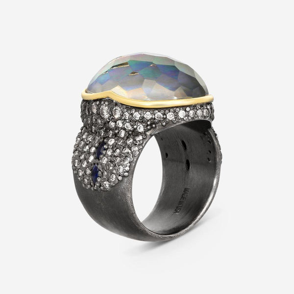 Armenta 18K Yellow Gold & Blackened Sterling Silver Cocktail Ring Sz. 6.5 19931