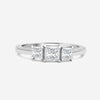 Ina Mar 14K White Gold Princess Cut IGI Certified Lab Grown Diamond 1.00 ct.twd. Three Stone Ring DR-11409