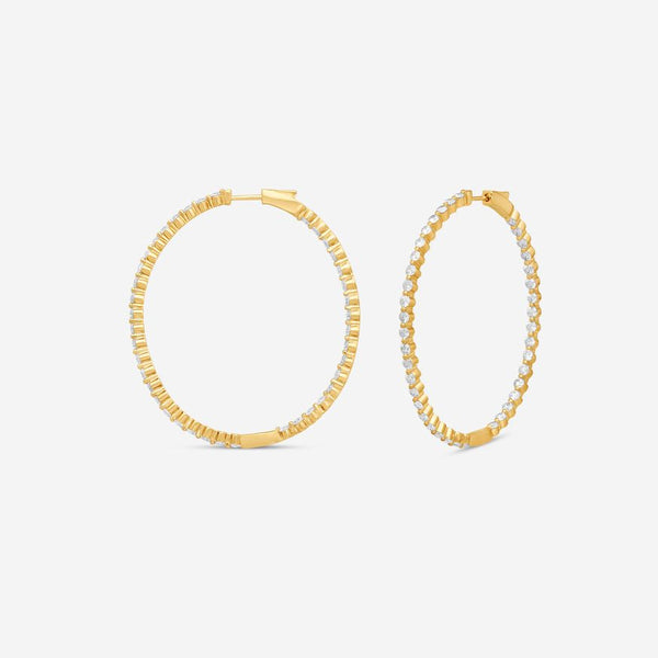 Ina Mar 14K Yellow Gold Diamond Shared Prong Oval Hoop Earrings E1182D-FY-400F - THE SOLIST