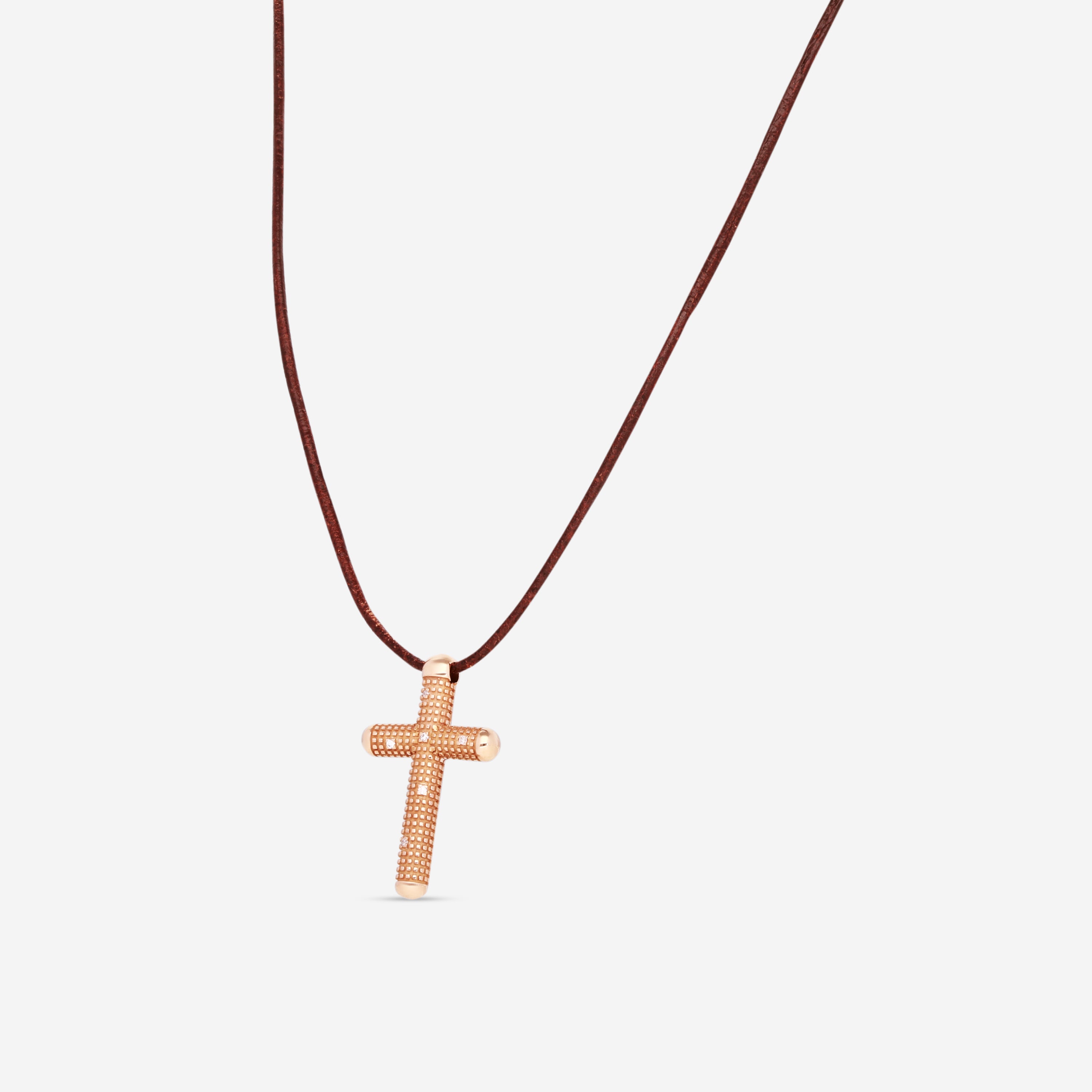 Damiani 18K Rose Gold & Brown Leather Diamond Pendant Necklace 20062158 - THE SOLIST