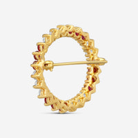 Suna 18K Yellow Gold Ruby & Diamond Circle Pin P7343RY