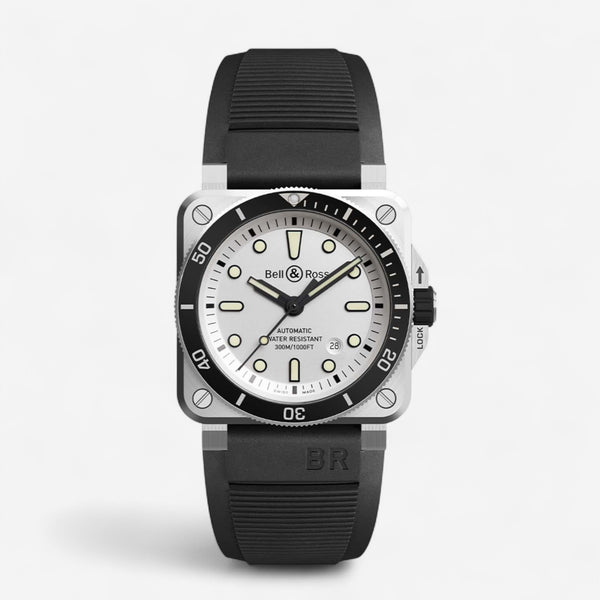 Bell & Ross Br-03 Diver White Stainless Steel Automatic Men's Watch BR0392-D-WH-ST/SRB