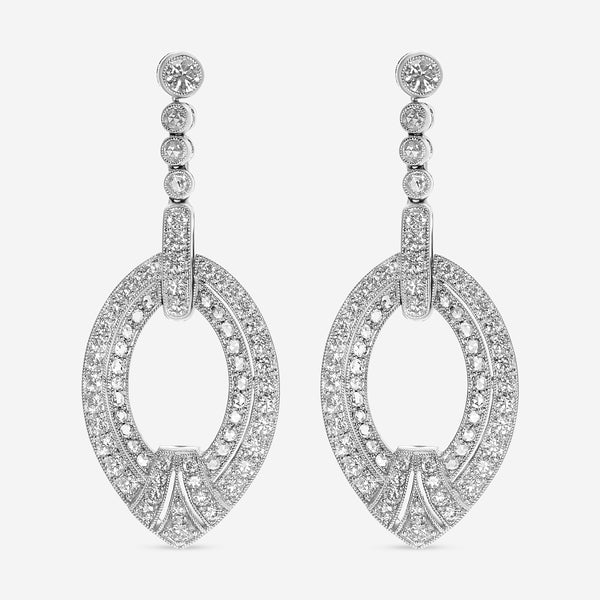Kwait 18K White Gold, Diamond Earrings-5