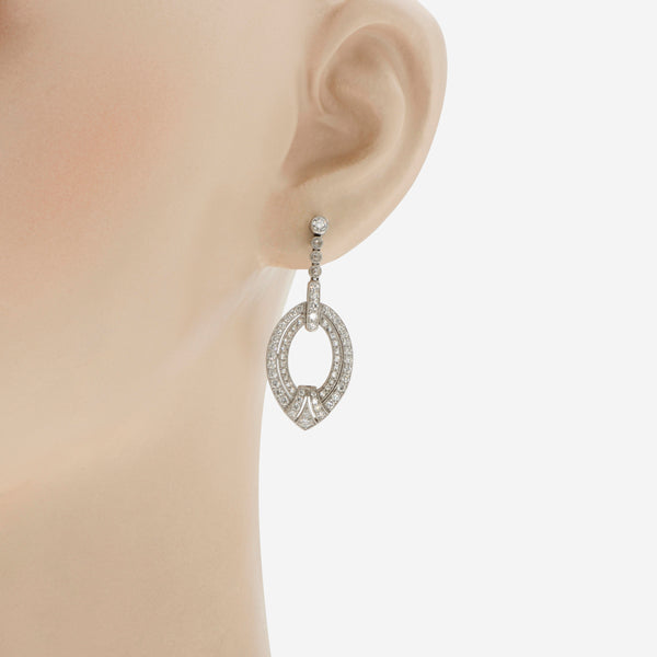 Kwait 18K White Gold, Diamond Earrings-5