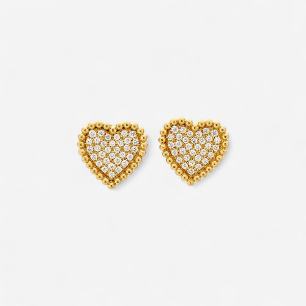 Alberto Milani 18K Yellow Gold Diamond Heart Stud Earrings E0037E