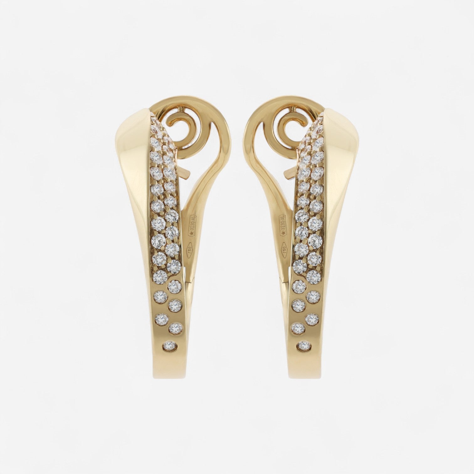 Crivelli 18K Yellow Gold Diamond Curved Hoop Earrings E0186E - THE SOLIST