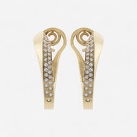Crivelli 18K Yellow Gold Diamond Curved Hoop Earrings E0186E - THE SOLIST