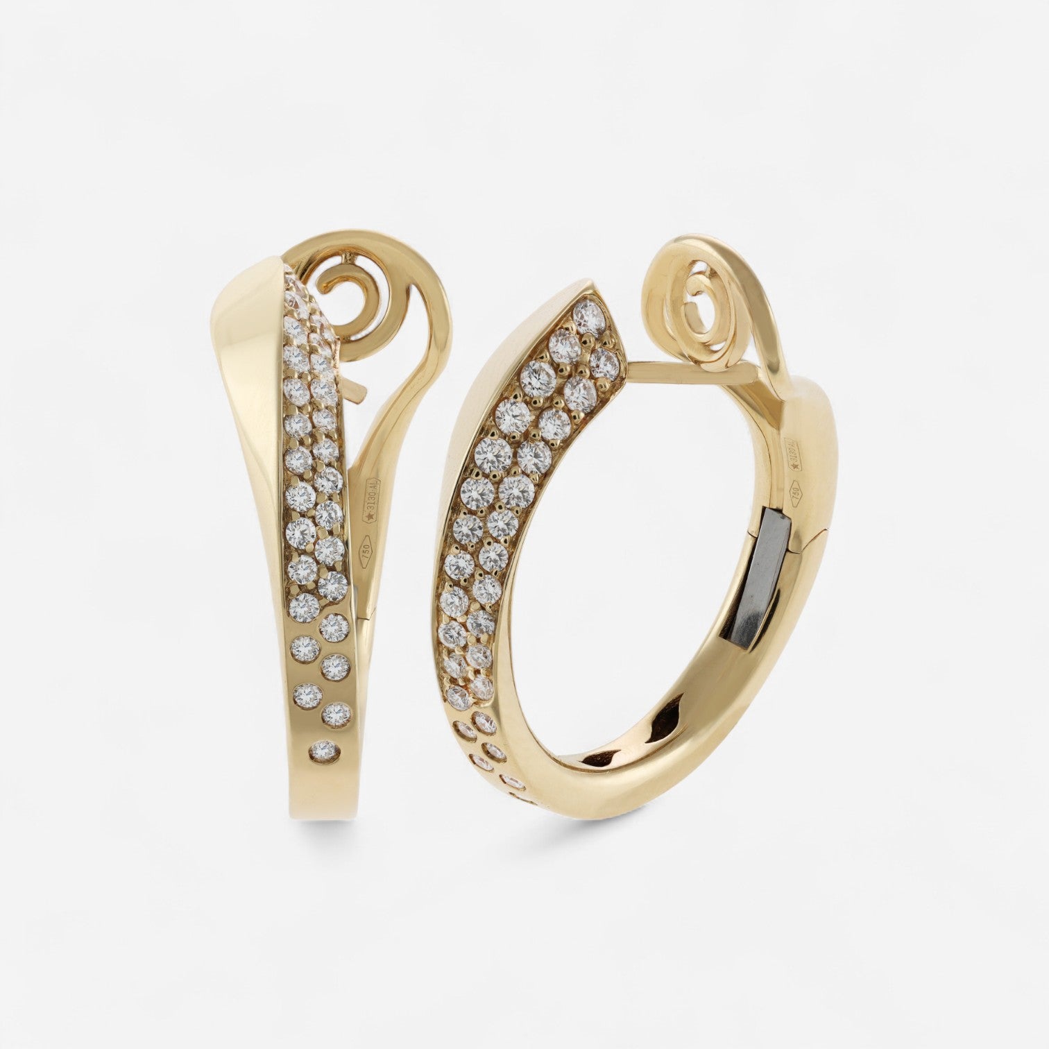 Crivelli 18K Yellow Gold Diamond Curved Hoop Earrings E0186E - THE SOLIST