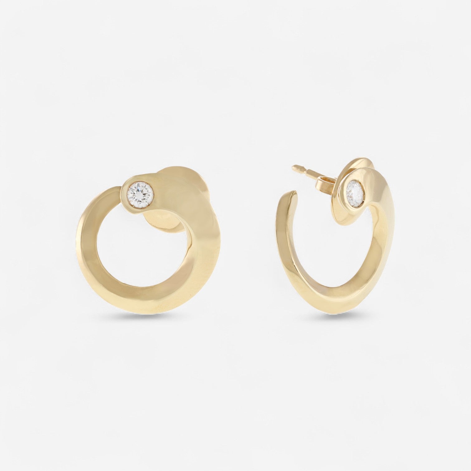 Crivelli Like 18K Yellow Gold Diamond C Earrings E0271E - THE SOLIST