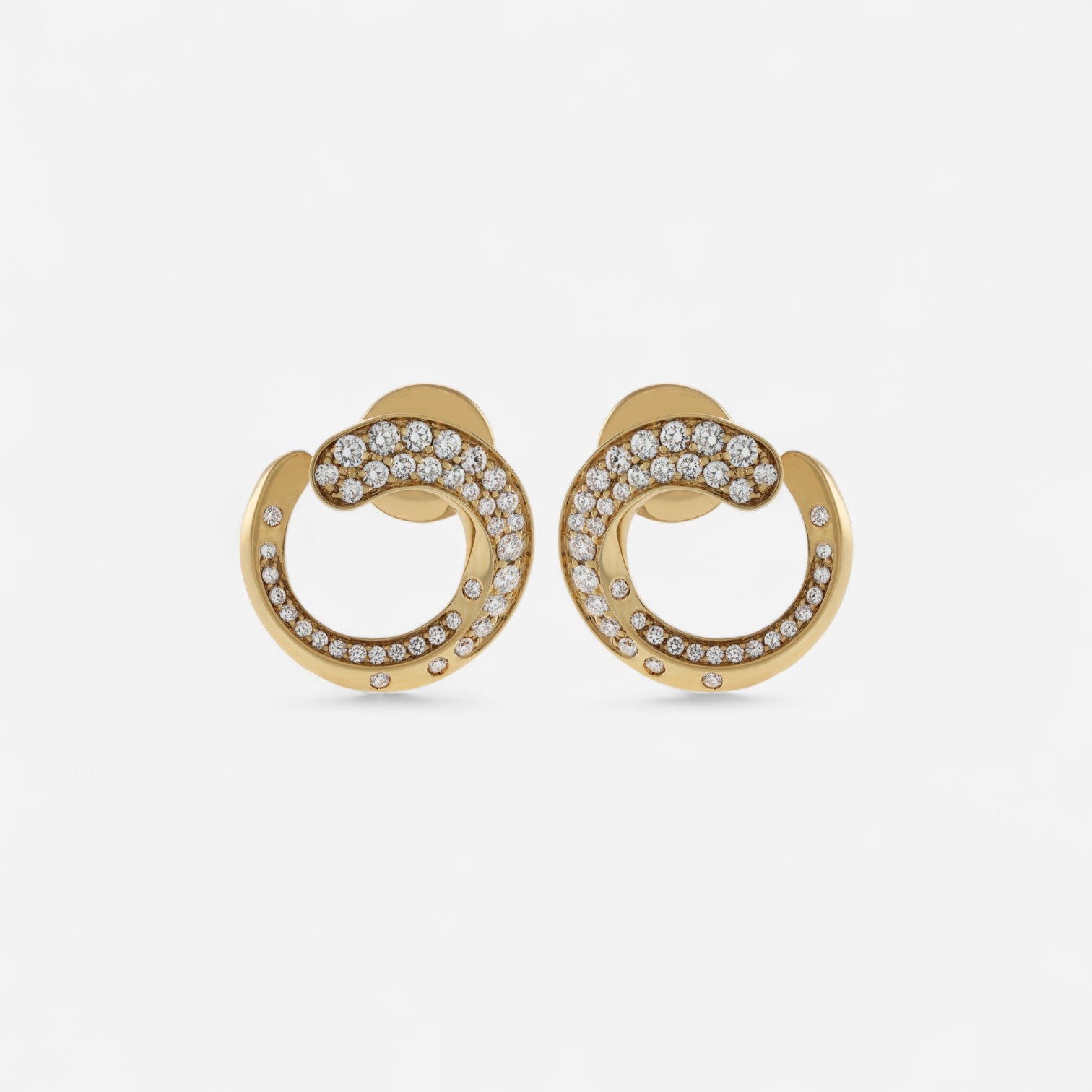 Crivelli Like 18K Yellow Gold Diamond Spiral Hoop Earrings E0272E - THE SOLIST