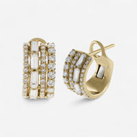 Crivelli 18K Yellow Gold Diamond 4-Row Prong Set Huggie Earrings E0303E - THE SOLIST