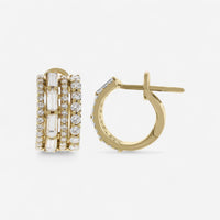 Crivelli 18K Yellow Gold Diamond 4-Row Prong Set Huggie Earrings E0303E - THE SOLIST