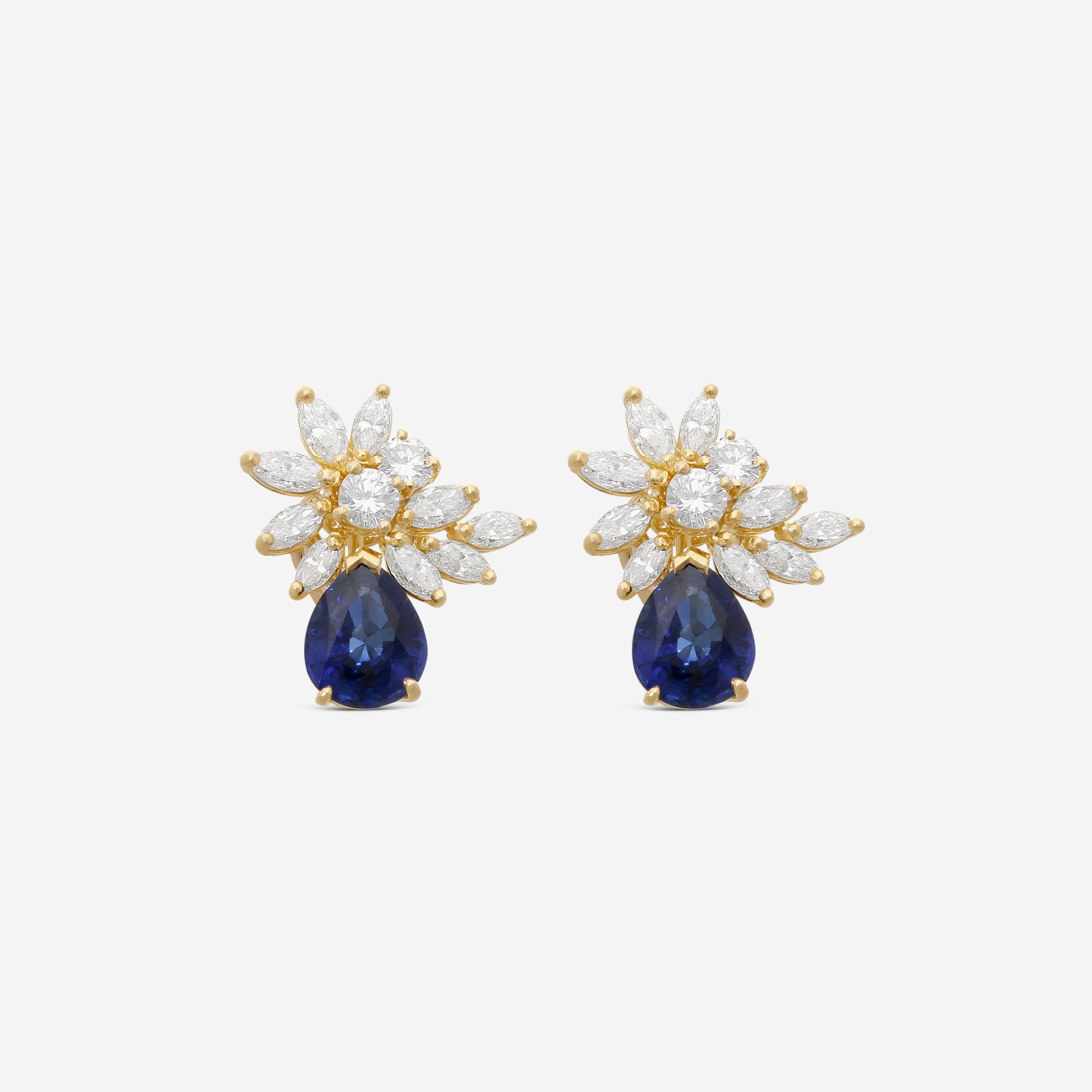 Suna Brothers 18K Yellow Gold Sapphire & Diamond Earrings E1830SY