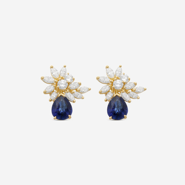 Suna Brothers 18K Yellow Gold Sapphire & Diamond Earrings E1830SY
