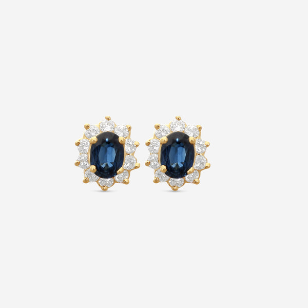 Suna Brothers 18K Yellow Gold Sapphire & Diamond Earrings E1890SY