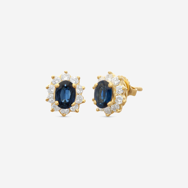 Suna Brothers 18K Yellow Gold Sapphire & Diamond Earrings E1890SY
