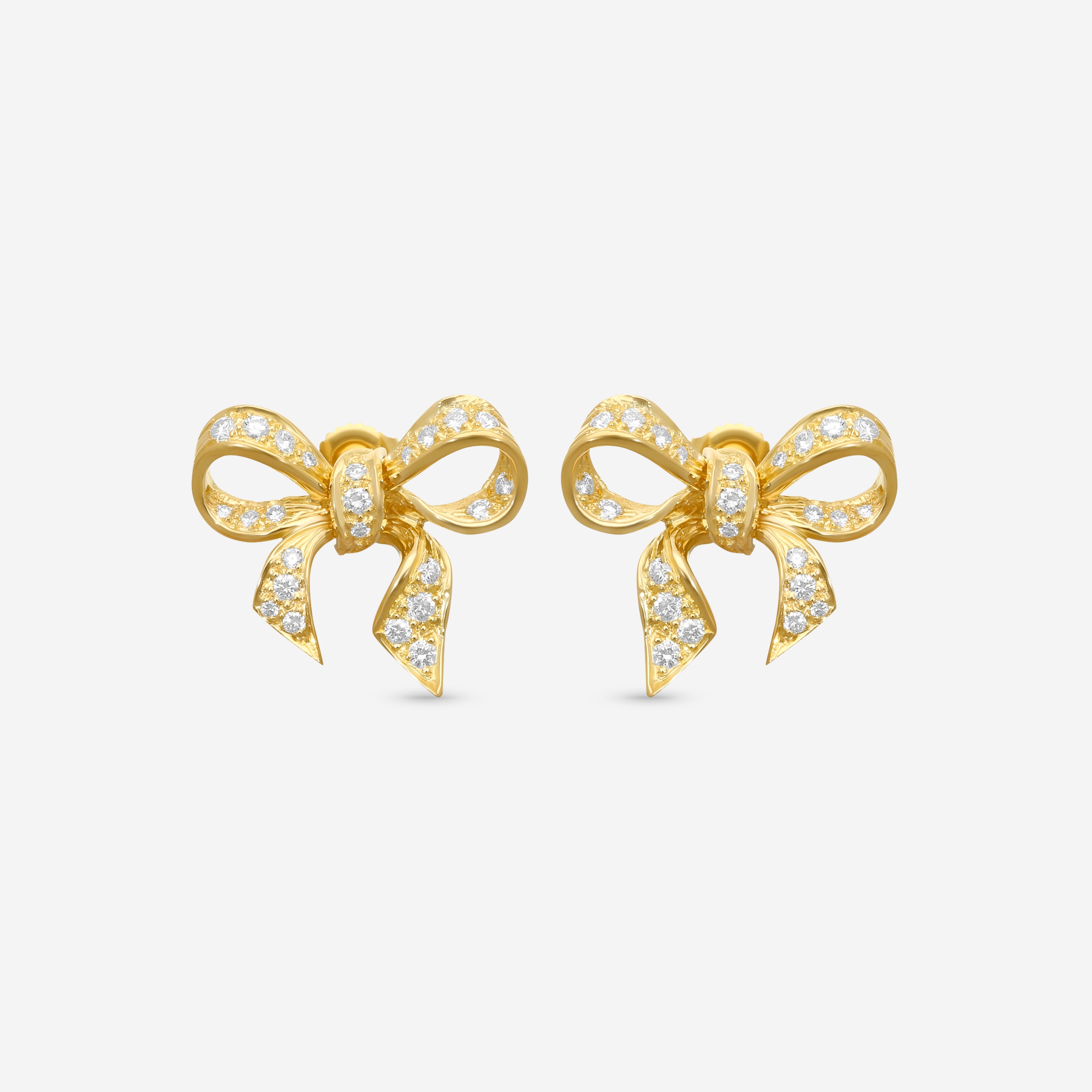 Suna Brothers 18K Yellow Gold Diamond Bow Earrings E1946Y