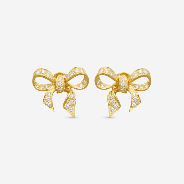 Suna Brothers 18K Yellow Gold Diamond Bow Earrings E1946Y