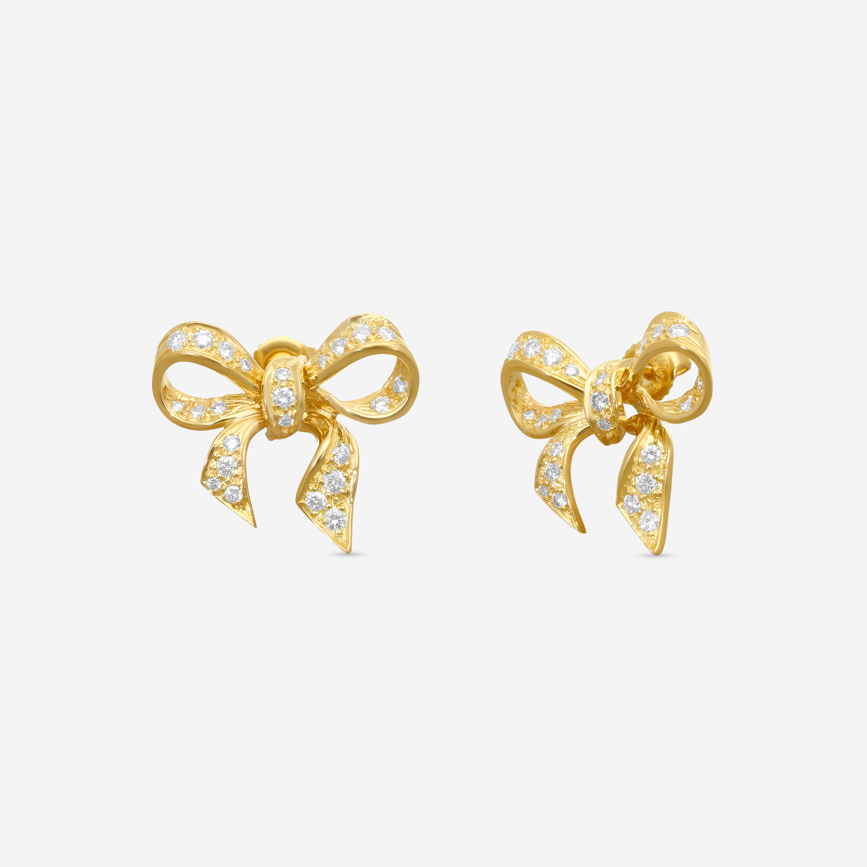 Suna Brothers 18K Yellow Gold Diamond Bow Earrings E1946Y