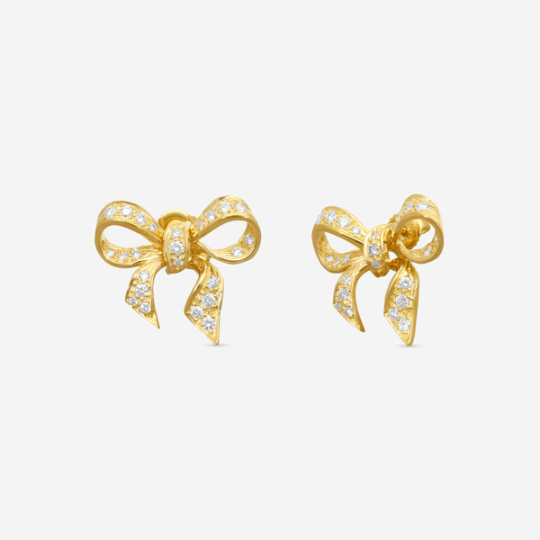 Suna Brothers 18K Yellow Gold Diamond Bow Earrings E1946Y
