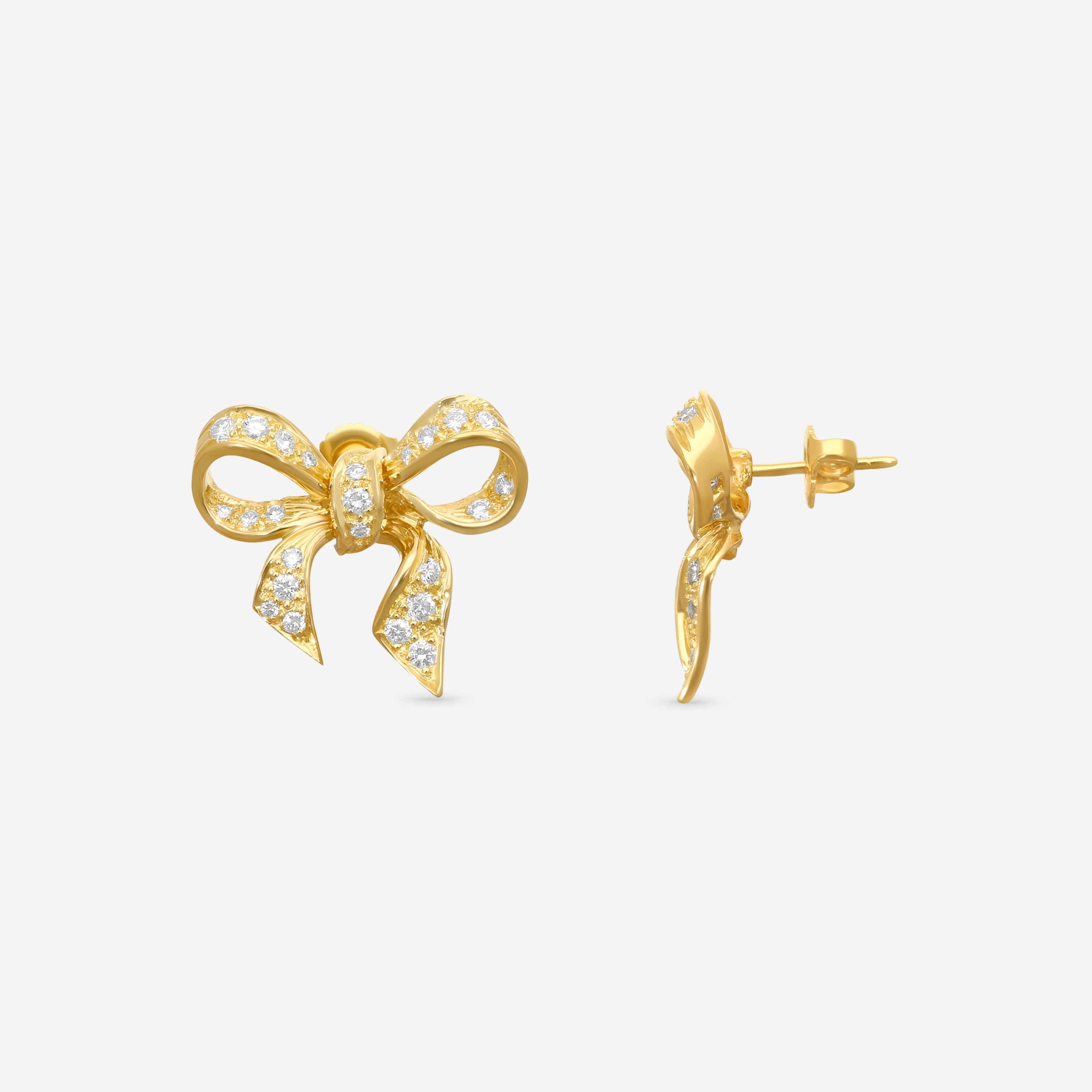 Suna Brothers 18K Yellow Gold Diamond Bow Earrings E1946Y