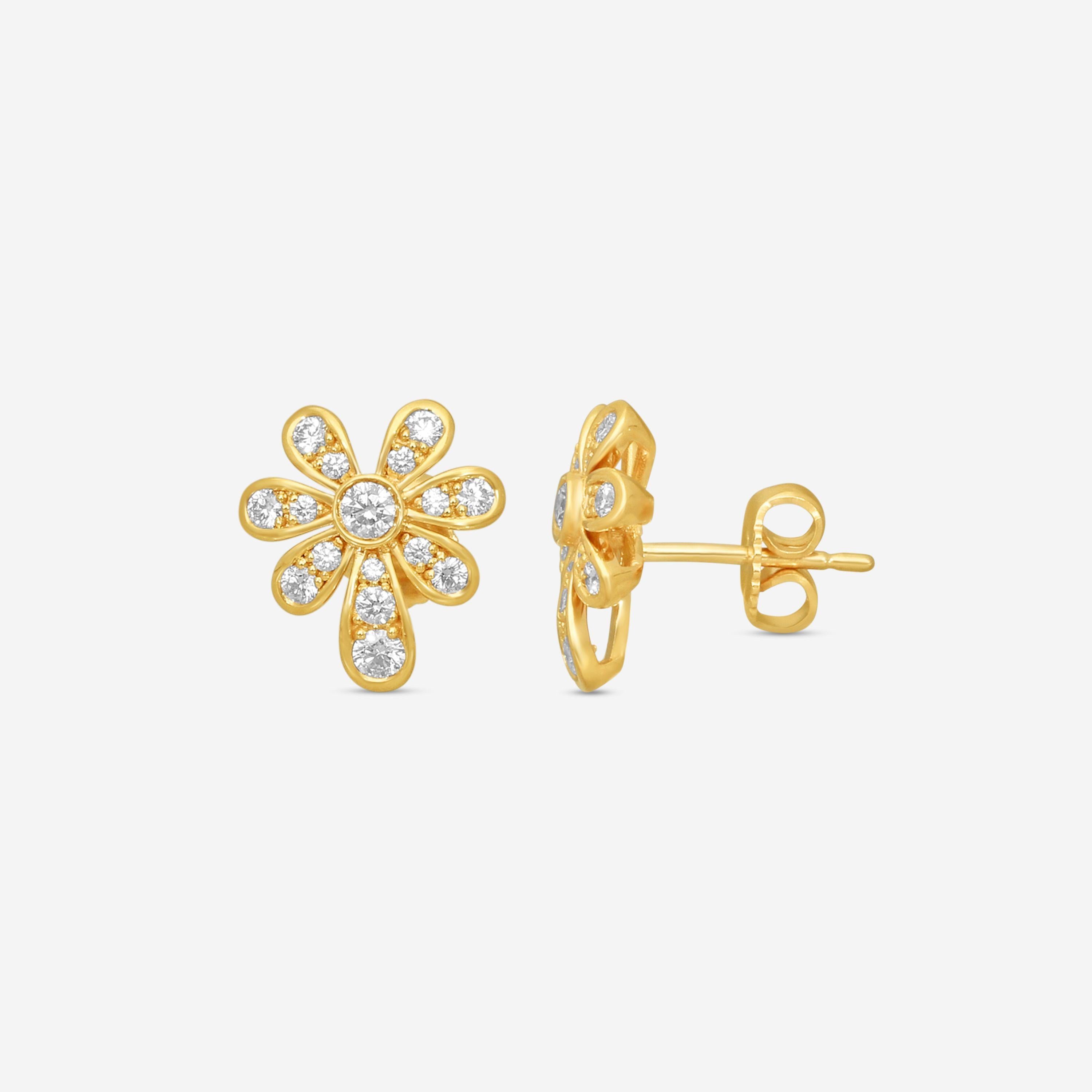 Suna 18K Rose Gold Diamond Flower Earrings E2562PG-C