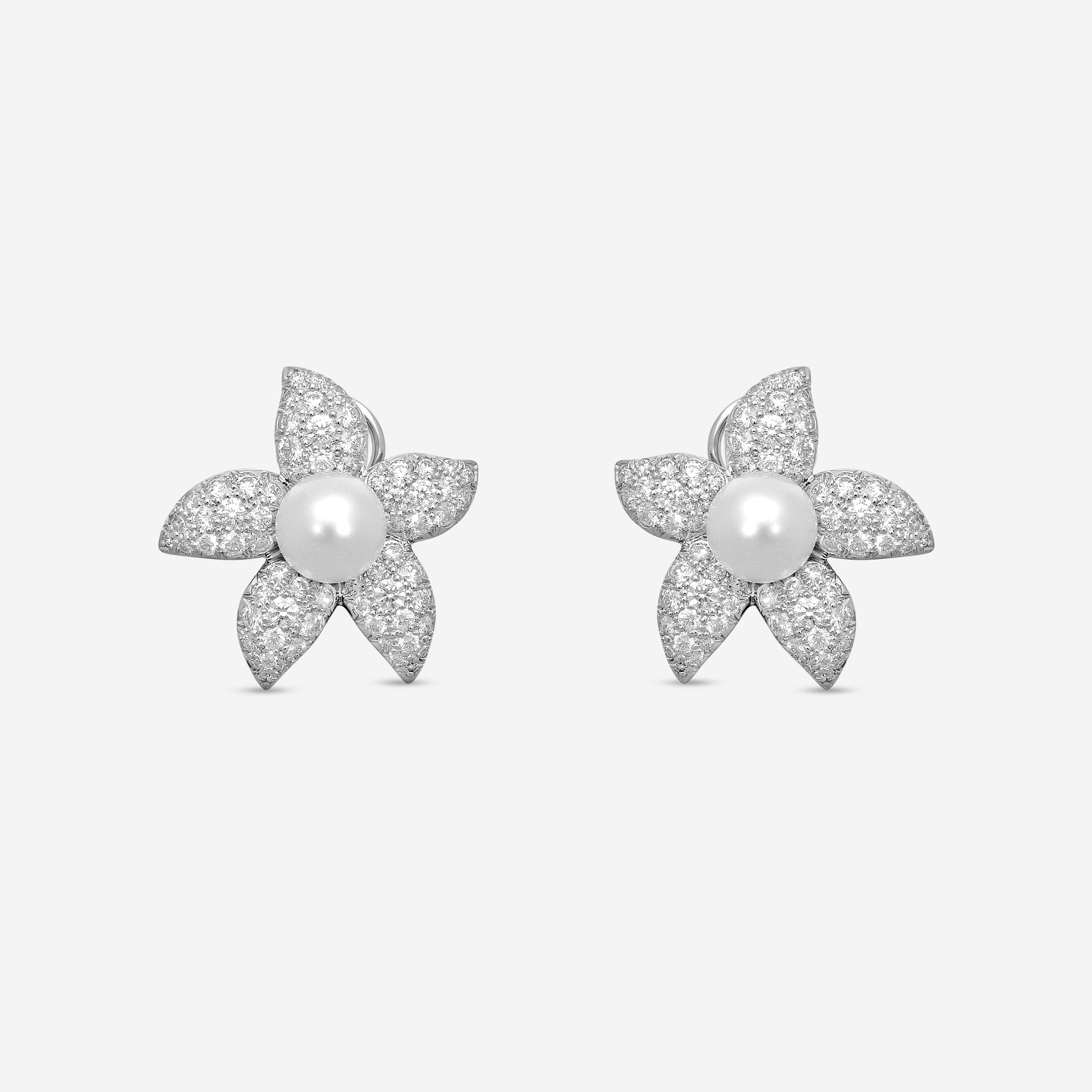 Suna Brothers Platinum Diamond & South Sea Pearl Earrings E2225SSP
