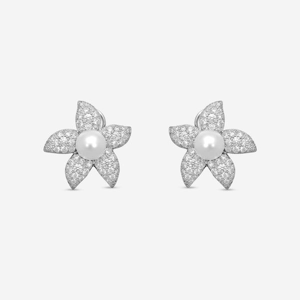 Suna Brothers Platinum Diamond & South Sea Pearl Earrings E2225SSP