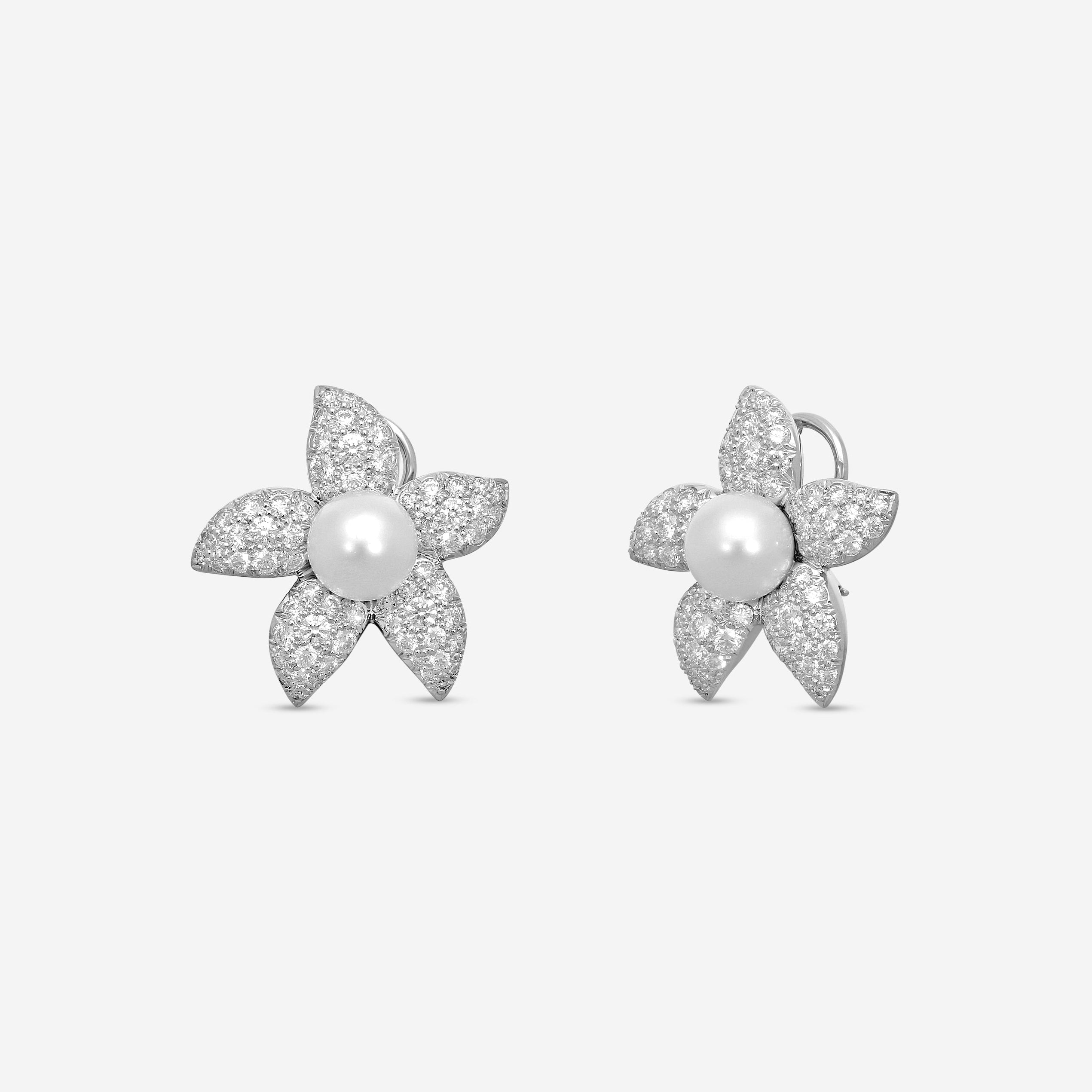 Suna Brothers Platinum Diamond & South Sea Pearl Earrings E2225SSP