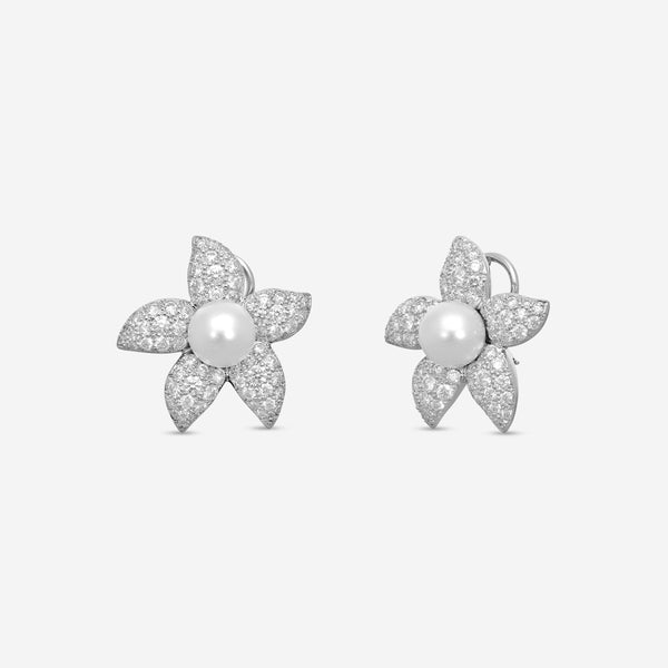 Suna Brothers Platinum Diamond & South Sea Pearl Earrings E2225SSP
